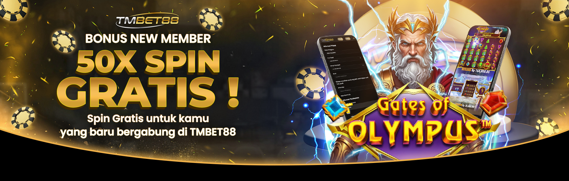 BONUS NEW MEMBER 50X SPIN GRATIS TMBET88	